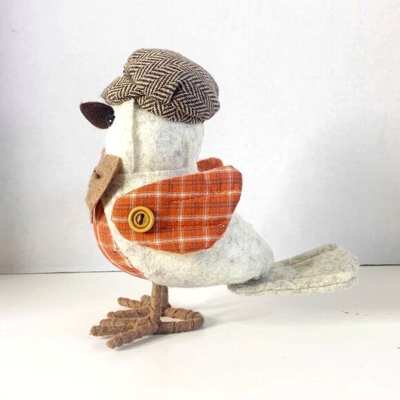 Target Wondershop Fall Autumn Bird Tweed Herringbone Cap Bow Tie Orange Plaid - Picture 2 of 8